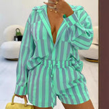 Autumn And Winter Burst Shirt Long-Sleeved Shorts Commuting Two Sets For