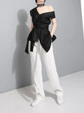 Slim Irregular Shirt For Women V Neck Sleeveless Solid Minimalist Blouses Female Summer Clothing Style New