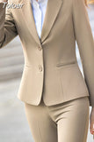 Women Blazer Elegant Chic Office Spring Autumn Professional Casual Solid Single Button Long Sleeve Blazer Straight Pants