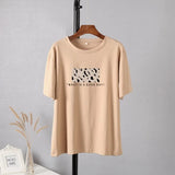 Leopard Printed T Shirt Women 100% Cotton Oversized Gothic Graphic Female Soft Tops Harajuku Loose Cusual Tees