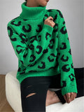 And Winter New High-Necked Knitted Leopard