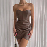 Toloer Women's Wear 2024 New Fashion Design With Chest Sexy Hip PU Dress Female Nightclub Dress Female-Outfit
