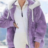 new autumn and winter loose plush zipper hooded jacket