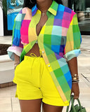 Women's Clothing Explosion Two Sets Of Long-Sleeved Shorts Printed Commuter