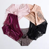 Luxury Sexy Lace Panties Soft Women Seamless Underwear Silk Splice Breathable Intimate Brief and XXL Plus Size