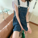 Denim Shorts Women's Summer Korean Version Wide Leg Jeans Army Green Elastic High Waist Loose Casual Y2k Fashion