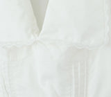 Sexy White Lapel Collar Low Chest Corset Style Mini Dress Short Puff Sleeve Women Tie Bow Sashes Ruched Pleated Hem Robe-Outfit