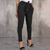Slim Chiffon Thin Pants For Women High Waist Black Khaki Green