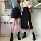 Skirts Women Mid-calf College A-line High Waist Korean Style OL All-match Friends Plus Size Streetwear Chic Female
