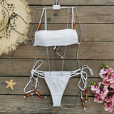 Blow-Bender Solid Beaded Split Swimsuit Women 2025 New Bikini Sexy Low-Waisted