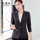 Daifei 2023 Spring / Summer New Fashion Korean Version Large Size Thin Suit Solid Color Leisure Lady's Fashion Suit-Outfit