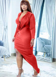Sexy V-Neck Irregular Ruched Long Party