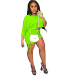 Solid Color Casual Round Neck Short-Sleeved Two Piece Shorts