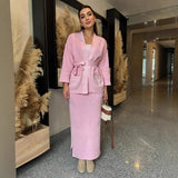 Knitted Knitted With Long Sleeve Open Shirt Two-Piece Set In The Long-Sleeved Skirt In The Autumn/Winter Of