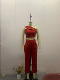 Summer New Hottie Collar Hanging Neck Repair On The Body Of High-Waisted Straight Trousers