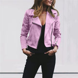 Winter Autumn Motorcycle Leather Jackets Yellow Leather Jacket Women Leather Coat Slim PU Jacket