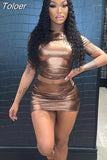 Metallic Two Piece Skirt Sets for Women Summer Outfits 2023 Sexy Nightclub Short Dress Matching Set Y2k