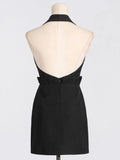 Spring New Short-Sized And Hip Dress Femininity Sleeveless Hanging Neck Deep V Neck Open Back To