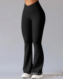 Flare Long Pants Women Solid Slim Fit Regular Splice Trousers Sheath Tight High Waist Pant Office Ladies Spring 2024-Outfit