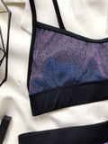 2 Piece High Waist Shiny Strap