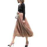 Summer Women Dot Mesh Patchwork Skirt 2021 Fashion Ladies Sexy Club Street Casual OL Korean Style Skirts Waist