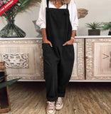 Solid Color Casual Mid Waist Retro Pocket Sleeveless Cotton Linen Lace-up
