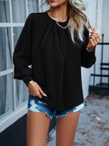 New Women's Clothing Temperament Long-Sleeved Elegant Lace-Collar Chiffon Solid Color