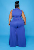 Cut Out Sleeveless Crop Top and Long Skirts Plus Size Two Piece