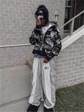 High Street Workwear Double Waist Head Trousers Leaf Camouflage Heavy Industry Striped Broad Leg