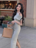 Fashion One Shoulder Folds Ladies Summer Sleeveless Bodycon Dress Elegant Chic Party Evening Wedding Dresses for