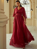 Sleeve V-Neck Formal