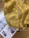 Chinese Style Golden Yellow National Style Sleeveless Vest With Sleeveless Collar Temperament Retro Show Thin Folded Vest-Outfit