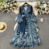 Early Spring New French High-End Feel One-Sape-Style T-Shirt With Belt-Print Dress Women's Light Luxury Elegant Long