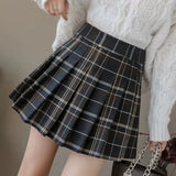 Korean Fashion Wool Plaid Skirt Harajuku All-match A-Line High Waist School Pleated Skirt Preppy Sweet Kawaii Mini