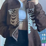 Y2K Gothic Sweatshirt Oversized Hoodie Women Autumn Zip Up Long Sleeve Coat Top Female 90S Vintage E-Harajuku Grunge