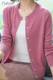 Cardigan Long Sleeve Women Sweaters Loose Knit Sweater Coat O- Neck New Solid Buttons Casual Chic Tops Clothes
