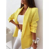 Women Blazer Jacket Office Lady Designer Coat Korean Style Yellow Blazer Suit Long Sleeve Bleazer Mujer Terno Clothes For Women-Outfit