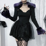 Sling Net Stitching Irregular Dress Women's 2024 Dark Wind New Fashion Slim Skirt-Outfit