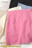 2023 Elegant Women A-line High-Waist Split Mini Skirts Preppy Style Skirts Solid Casual OL Skirts For