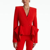 Designer New Lotus Leaf Swing Jacket Micro-Tlave Trousers Set Two