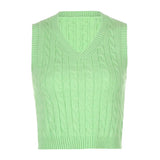 SUCHCUTE girl Sweater Vest women jumper V Neck pullover Knitted Vests Women Preppy Style Crop Top Autumn 2020 solid