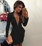 Lady Elegant Blazer Dresses Women Sexy Wear To Work Suit Dress Smart Casual Long Sleeve V Neck 2021 Spring
