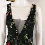 Fashionable Sexy Deep V Sleeveless Embroidered Dress Slim Bare Back Swinging Dress Prom Dress Long Dress-Outfit