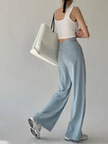Winter Korea Women Suit Long Trousers High Waist Elegant Wide Leg Pant Female Y2k Solid Casual Designer Clothing 2021