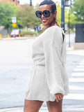 Adjustable Drawstring Long Sleeve Sweater