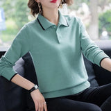 Fashion Doll Collar Knitted Sweater Middle aged Women Autumn Winter Pullover Casual Top Plus Size Bottoming Sweaters