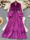 Beach Red Maxi Dress Women Elegant Hollow Out Korean Holiday Split Dress Female Casual Long Sleeve Fairy Party