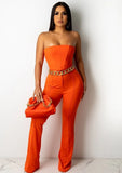 Sexy Strapless Pleated Top And Pant