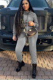 Casual Plain Long Sleeve Crop Hoodie And Sweatpants Two Piece