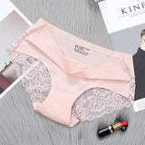 Luxury Sexy Lace Panties Soft Women Seamless Underwear Silk Splice Breathable Intimate Brief and XXL Plus Size